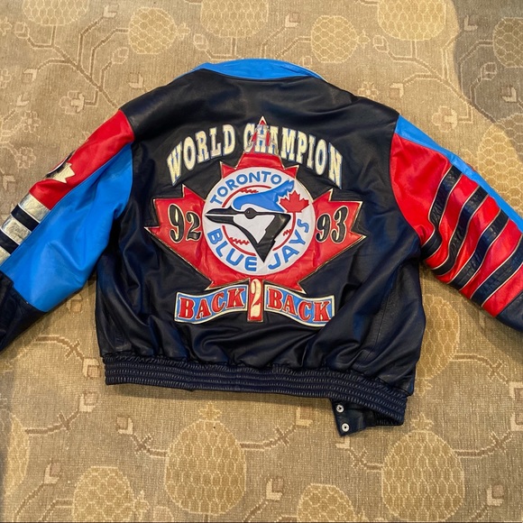 TORONTO BLUE JAYS X JEFF HAMILTON 92 / 93 CHAMPIONSHIP LEATHER JACKET - Picture 1 of 13